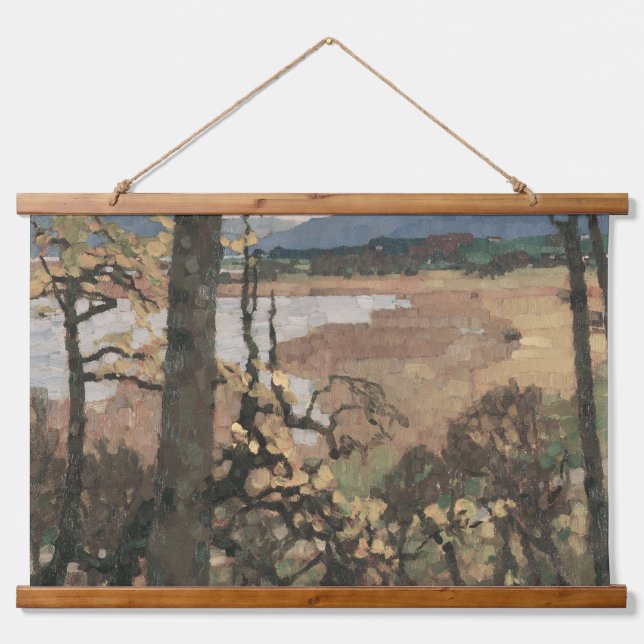 Herbst an Chiemsee | Leo Putz Landscape Art Wandteppich Mit Holzrahmen (Vorne)