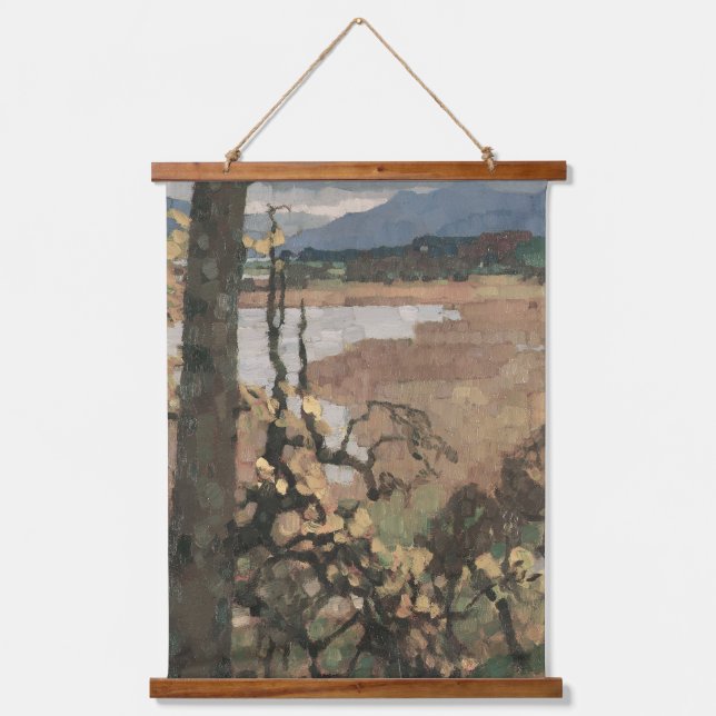 Herbst an Chiemsee | Leo Putz Landscape Art Wandteppich Mit Holzrahmen (Vorderseite)