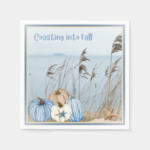 Herbst an der Küste Blau und Weiße Pumpkins und St Serviette
