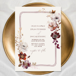 Herbst Anemone Hand Drawn Border Floral Hochzeit Einladung