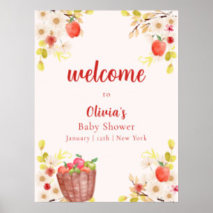 Herbst-Apfel-Gartenbabyparty-Willkommen Poster