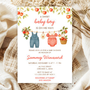 Herbst-Apfel-Kinderkleider-Linie-Junge-Baby-Party Einladung