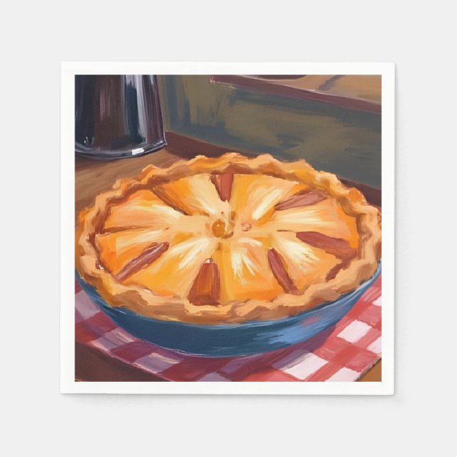 Herbst-Apfelkuchen-Aquarellmalerei Serviette (Vorderseite)