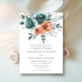 Herbst Aquamarin Burnt Orange Bohemische Hochzeit Einladung