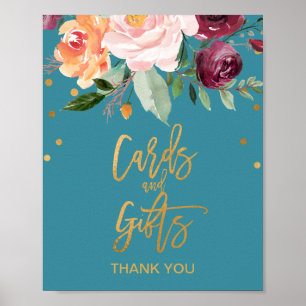 Herbst Aquamarine Karten und Geschenke Unterschr Poster