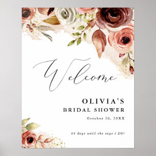 Herbst-Aquarell-Blume Herbstliche Blumen Pfirsich Poster