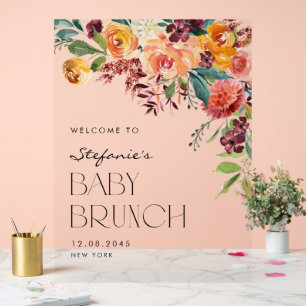 Herbst-Aquarell-Blumenstrauß Herbst-Baby-Brunch Acrylschild