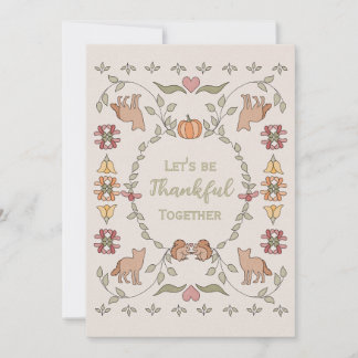 Herbst-Aquarell-Fuchs-Eichhörnchen-Erntedankfest Einladung