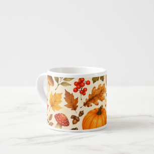 Herbst-Aquarell-Kürbisse, Herbstlaub und Wald Espressotasse
