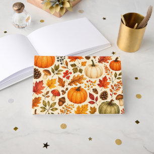 Herbst-Aquarell-Kürbisse, Herbstlaub und Wald Gästebuch