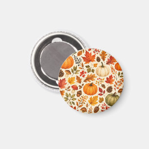 Herbst-Aquarell-Kürbisse, Herbstlaub und Wald Magnet