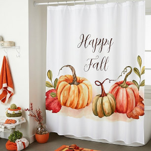 Herbst-Aquarell-Kürbisse mit anpassbarem Text Duschvorhang