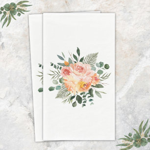 Herbst-Aquarell-Landhaus-Rosa-Pfirsich-Blumenstrau Serviette