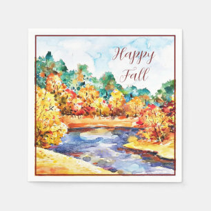 Herbst-Aquarell-Landschaft mit anpassbarem Text Serviette