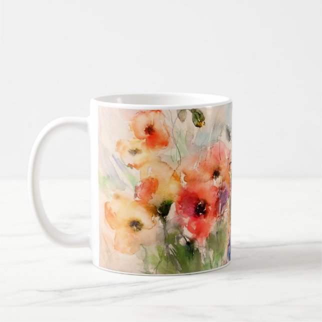 Herbst-Aquarell-Mohn Kaffeetasse (Links)