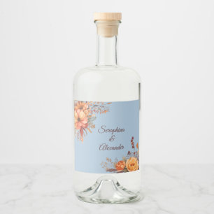 Herbst-Aquarell-Rustikale Blumige Hochzeit Alkoholflaschenetikett