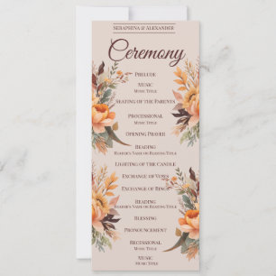 Herbst-Aquarell-Rustikales-Floral-Hochzeitsprogram Einladung