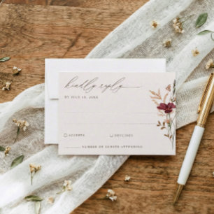 Herbst-Aquarell-Wildblumen-elegante Hochzeit RSVP Karte