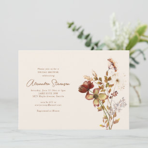 Herbst-Aquarell-Wildblumen-Script-Brautparty Einladung