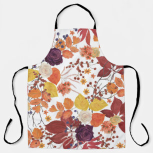 Herbst-Aquarellblätter und Rosen Schürze
