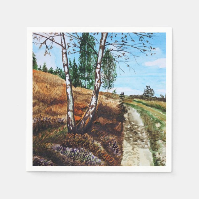 Herbst-Aquarellmalerei Serviette (Vorderseite)