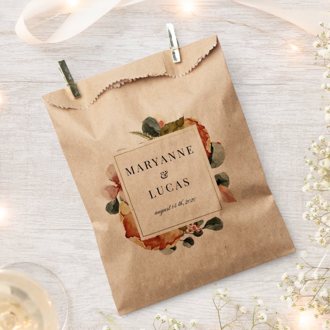 Herbst Aquarellpapier Monogramm danke Geschenktütchen (Ausgeschnitten)