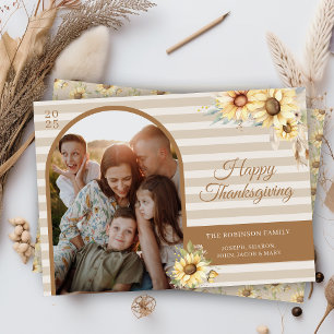 Herbst Arch Sonnenblumen Chic Happy Thanksgiving Feiertagskarte