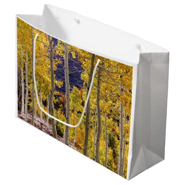Herbst Aspen Bäume, Herbst, große Geschenktüte (Vorderseite Schrägansicht)