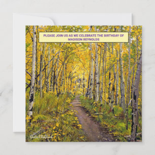 Herbst-Aspen-Geburtstagseinladung – Goldener Wald Einladung
