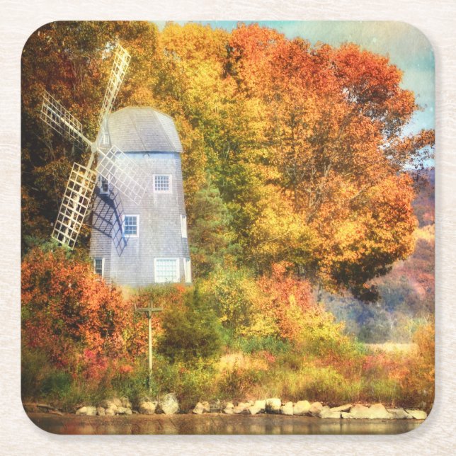 Herbst auf dem Fluss Rechteckiger Pappuntersetzer (Vorderseite)