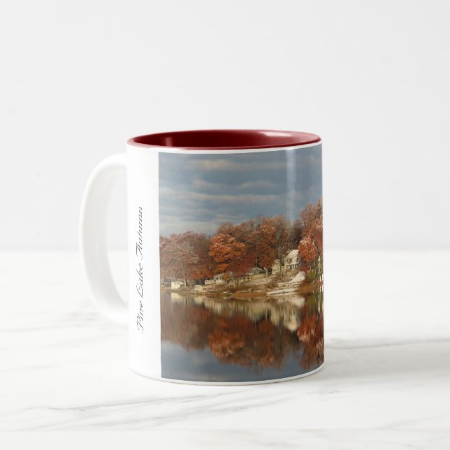 Herbst auf Pine Lake #3 Zweifarbige Tasse (Vorderseite Links)