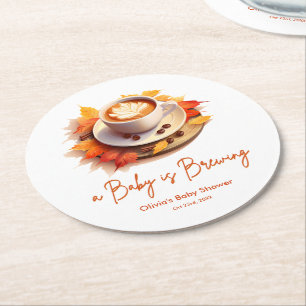 Herbst Autumn Ein Baby braut Kaffee Baby Shower Runder Pappuntersetzer