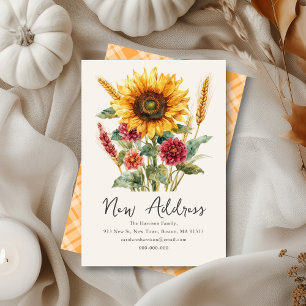 Herbst Autumnal Sonnenblume   Neue Zuhause-Adresse Mitteilungskarte