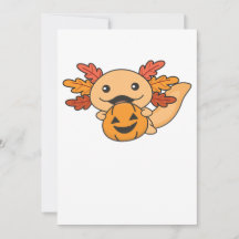 Herbst-Axolotl mit Herbstblättern Kürbis Herbst