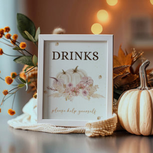 Herbst Baby Duwer Drinks Zeichen Poster