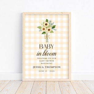 Herbst-Baby-in-Blüten-Gingham-Sonnenblumen-Baby-Pa Poster