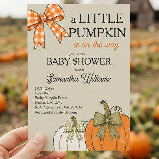 Herbst-Baby-Shower Creme Orange Salbei Kürbis Ging Einladung
