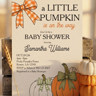 Herbst-Baby-Shower Creme Orange Salbei Kürbis Ging Einladung