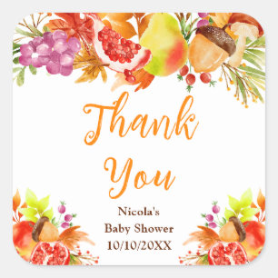 Herbst-Babyshower-Dankeschön Quadratischer Aufkleber