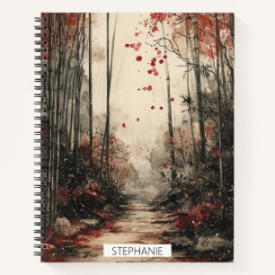 Herbst-Bambuspfad-Tuschewaschung Notizbuch