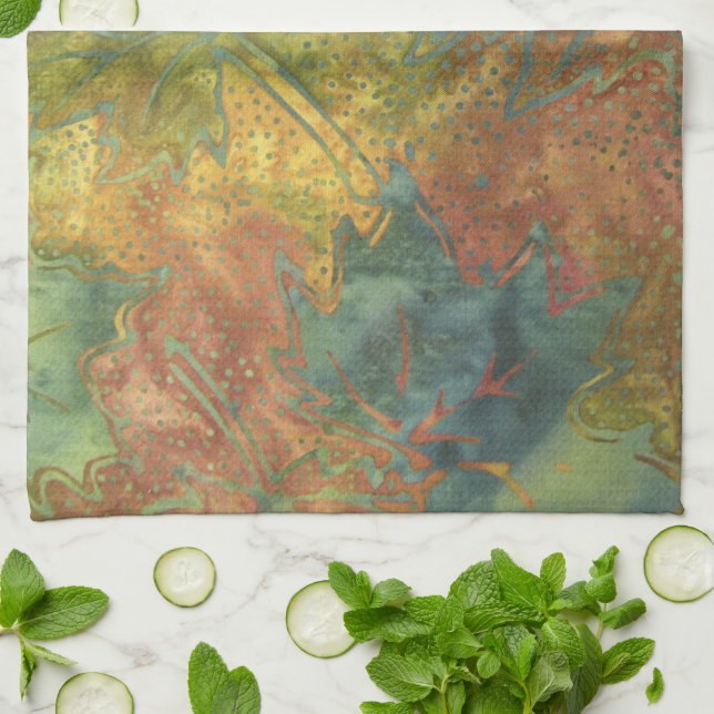 Herbst-Batik Geschirrtuch (Gefaltet)