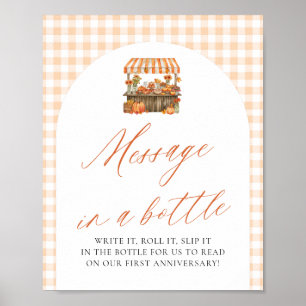 Herbst-Bauernmarkt-Nachricht-in-einer-Flasche-Schi Poster