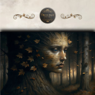 Herbst Baum Gesicht Surrealer Decoupage Seidenpapier