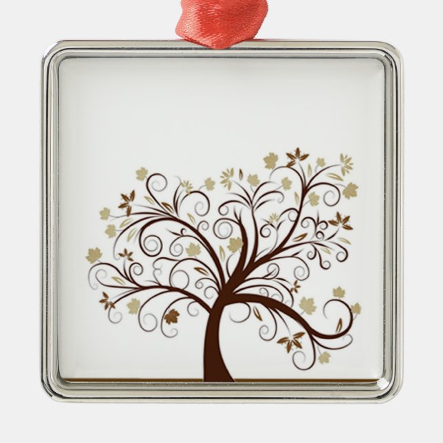Herbst-Baum-Verzierung Silbernes Ornament (Vorne)