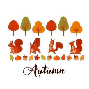 Herbst Bäume und Eichhörnchen T-Shirt