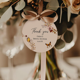 Herbst-Beige-Wildblumen-Aquarell-Brautjungfernpart Geschenkanhänger
