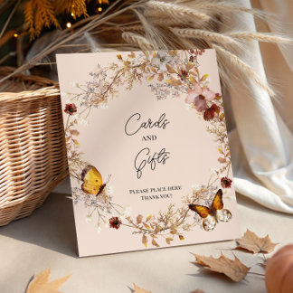 Herbst-Beige-Wildblumen-Wasserfarben-Podest-Schild Sockelschild