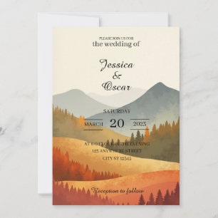 Herbst-Berg-Aquarell-Hochzeitseinladung Einladung