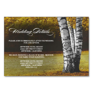 Herbst Birch Tree Hochzeitsempfang + Hotelkarten Tischnummer
