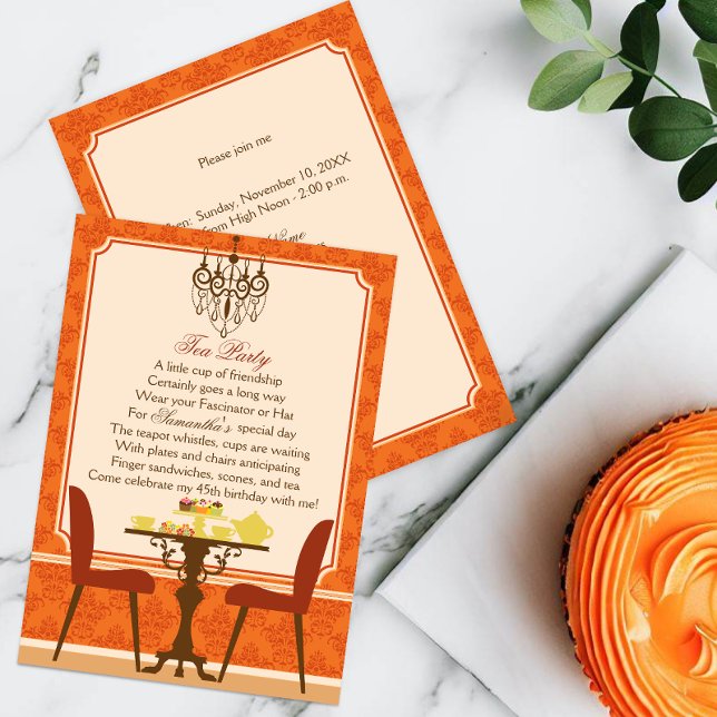 Herbst Birthday Tee Party Einladung (Celebrate an autumn birthday party by inviting guests with this elegant fall birthday invitation.)